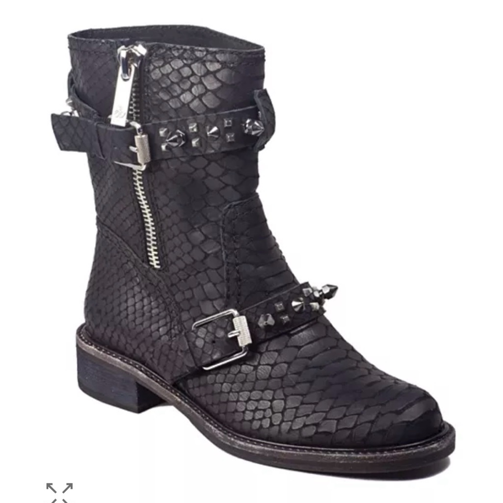 Sam Edelman Studded Black Snakeskin Embossed Boots